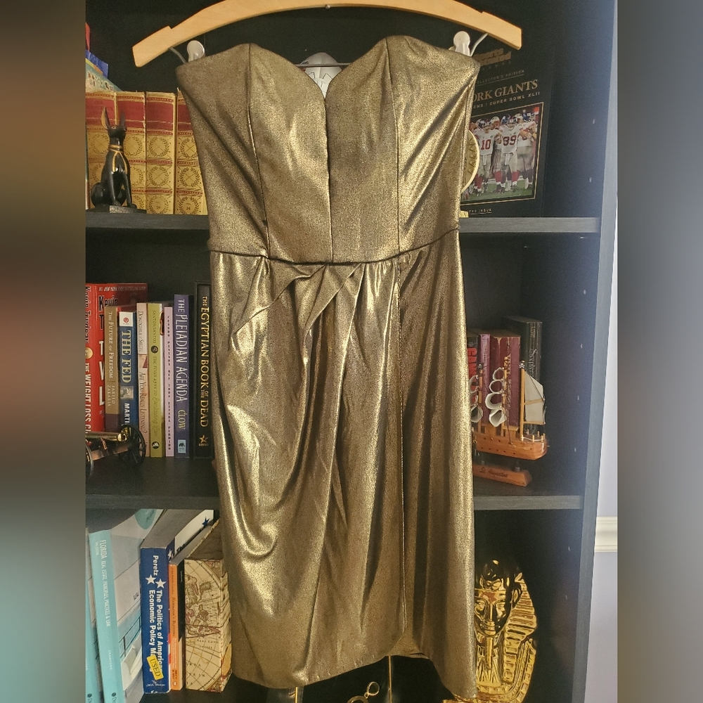 ASOS METALLIC GOLD Strapless Dress